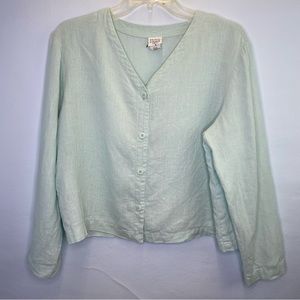 **** Eileen Fisher Petite Linen Button Up ***